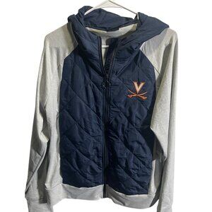 Colosseum Womens XL Virgina Navy & Gray Quilted Full-Zip Hoodie‎ Jacket